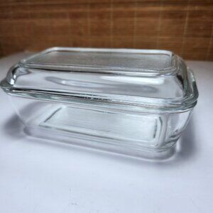 Arc France Butter Dish with Lid Clear Glass Ribbed Covered Refrigerator